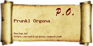 Prunkl Orgona névjegykártya